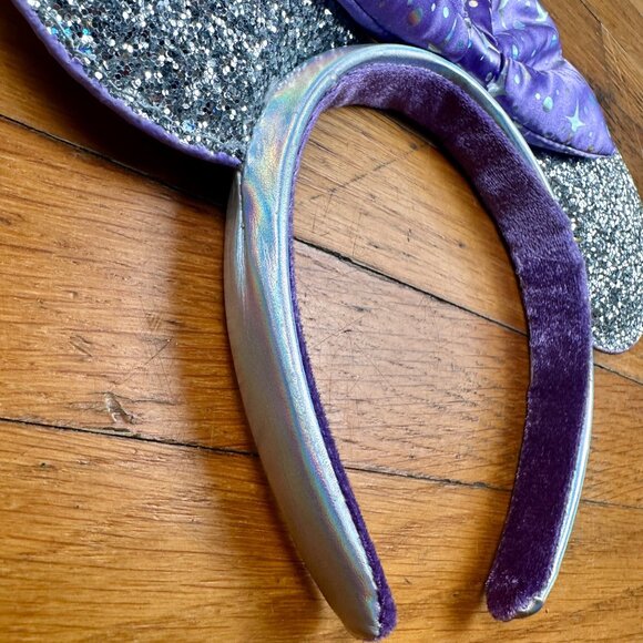 Disney 2022 Tomorrowland Celestial Silver Purple Bow Minnie Ears Headband - Picture 8 of 12
